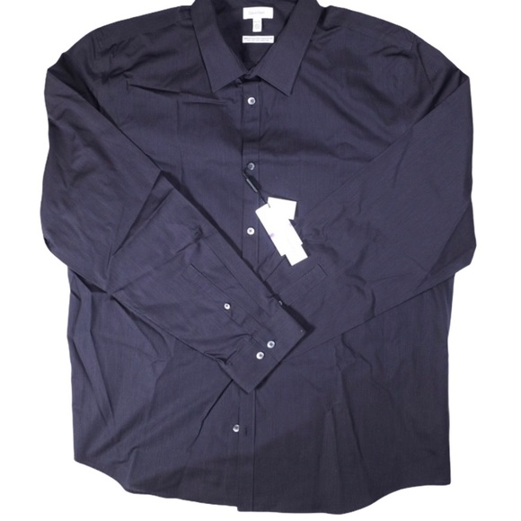 CK Men Classic Fit Non-Iron Ministripe Black Shirt - Picture 3 of 7